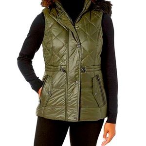 Michael Kors olive faux fur vest